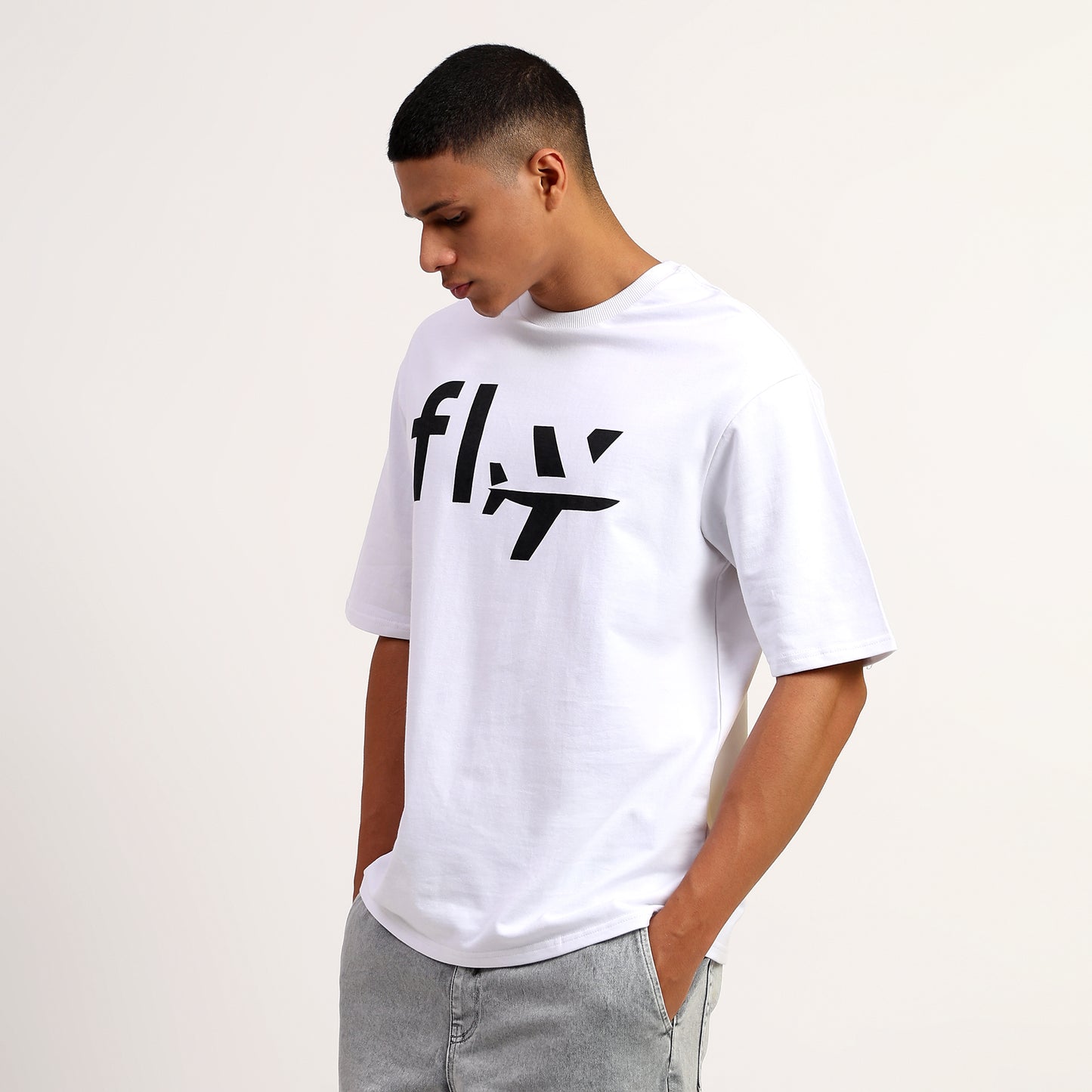 FLY | Oversized Regular T-Shirt – Premium Cotton | White