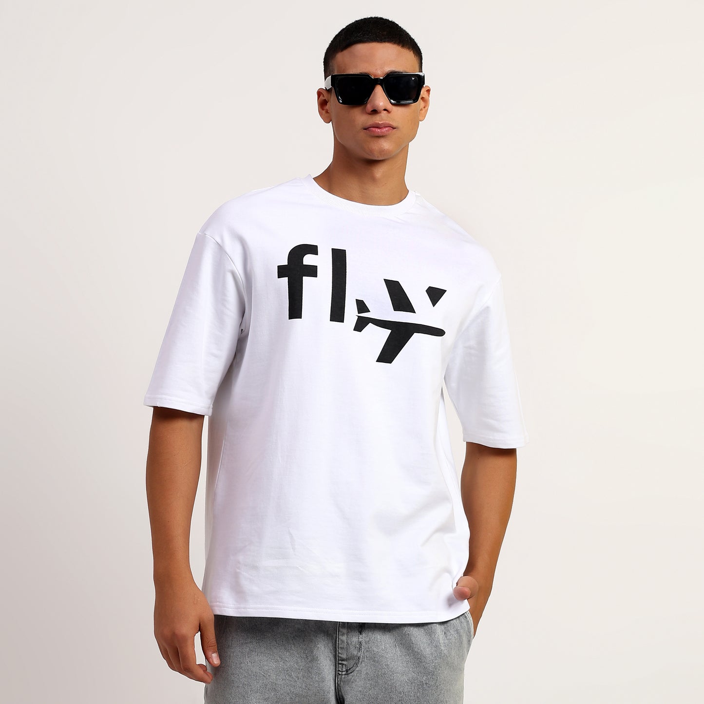 FLY | Oversized Regular T-Shirt – Premium Cotton | White