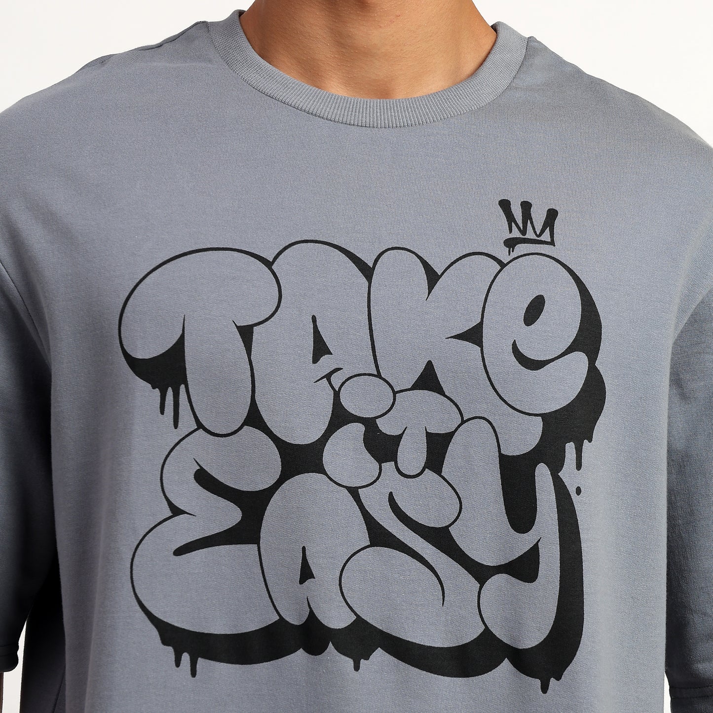 TAKE IT EASY | Oversized Regular T-Shirt – Premium Cotton | GREY
