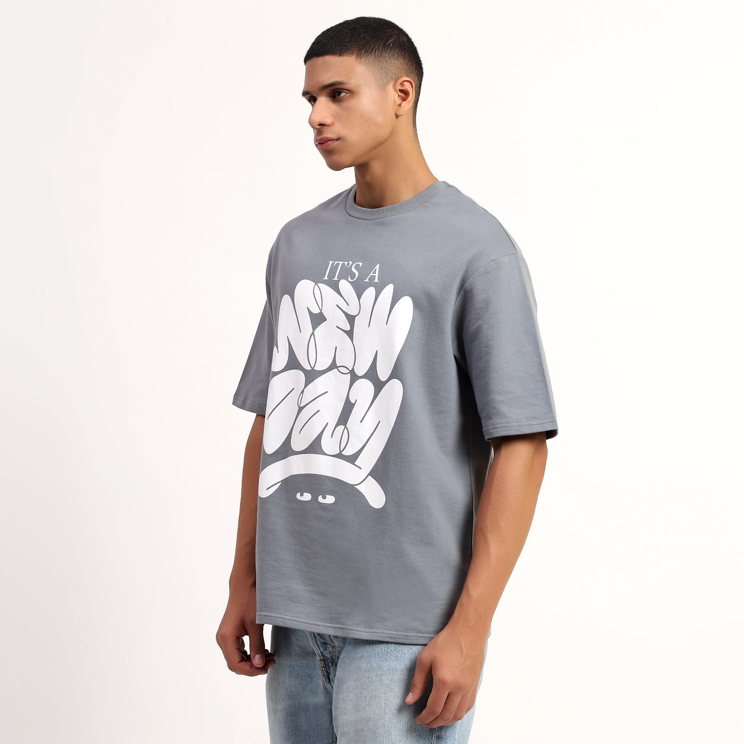 NEW DAY | Oversized Regular T-Shirt – Premium Cotton | GREY