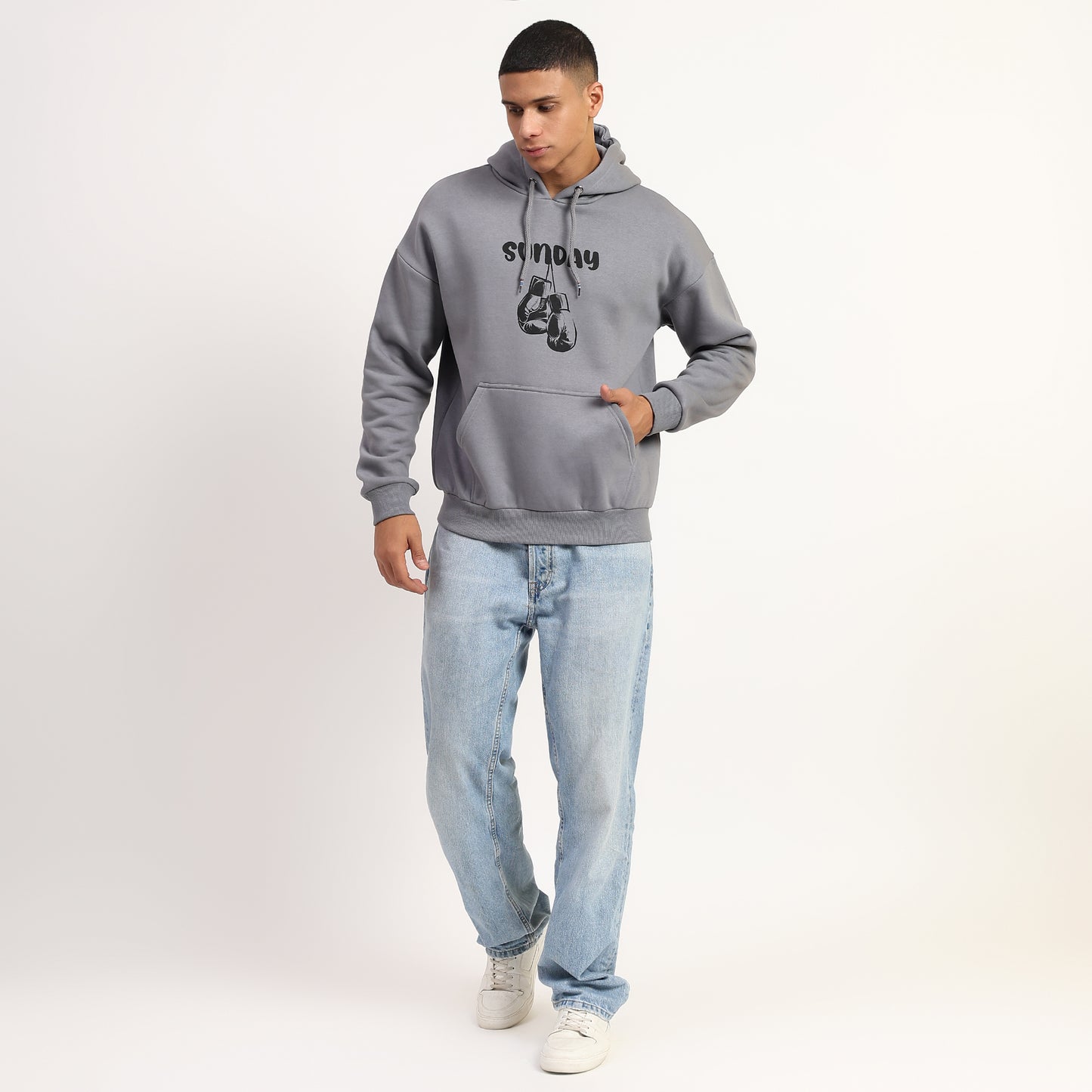 SUNDAY | Oversized Regular Hoodie – Premium Cotton | GREY