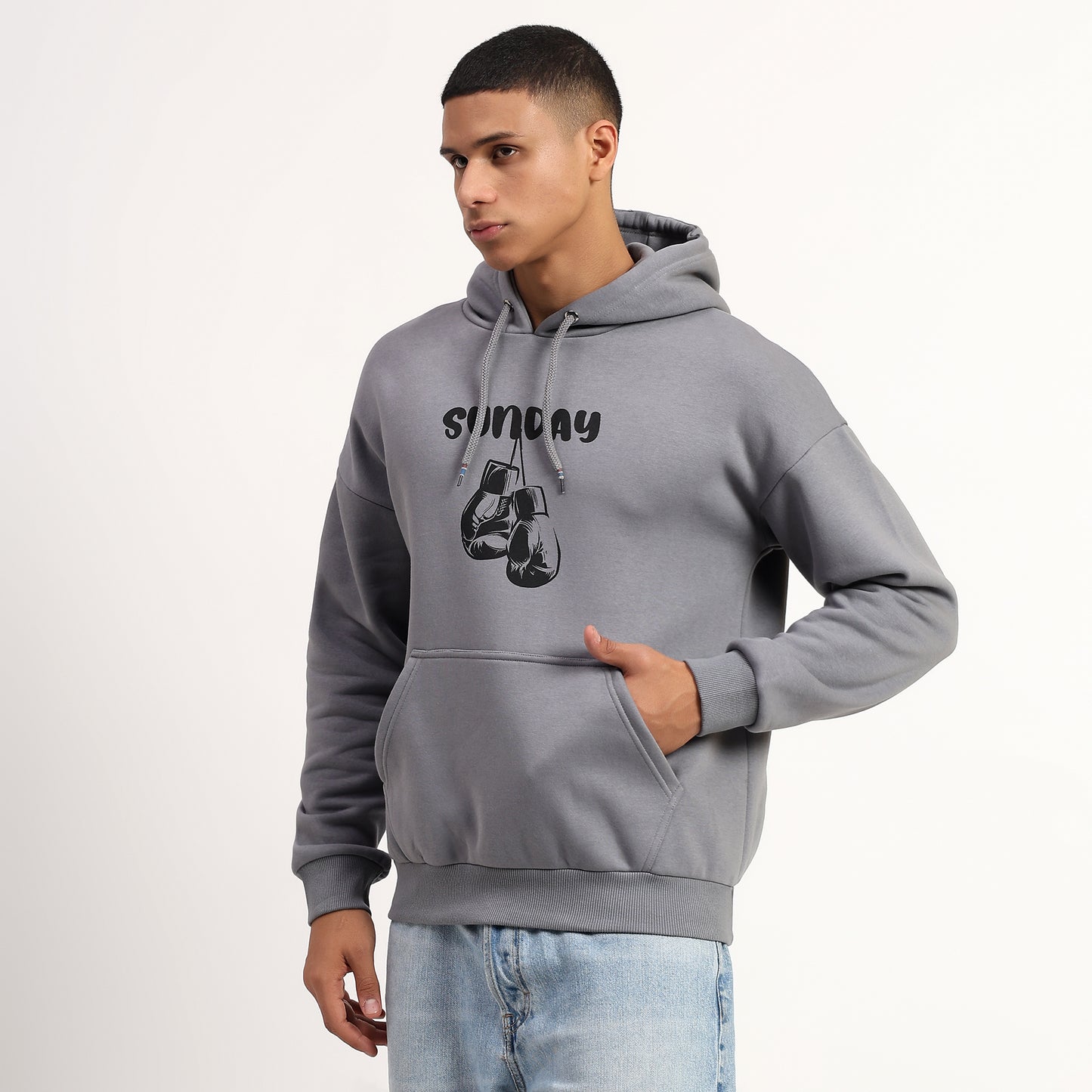 SUNDAY | Oversized Regular Hoodie – Premium Cotton | GREY