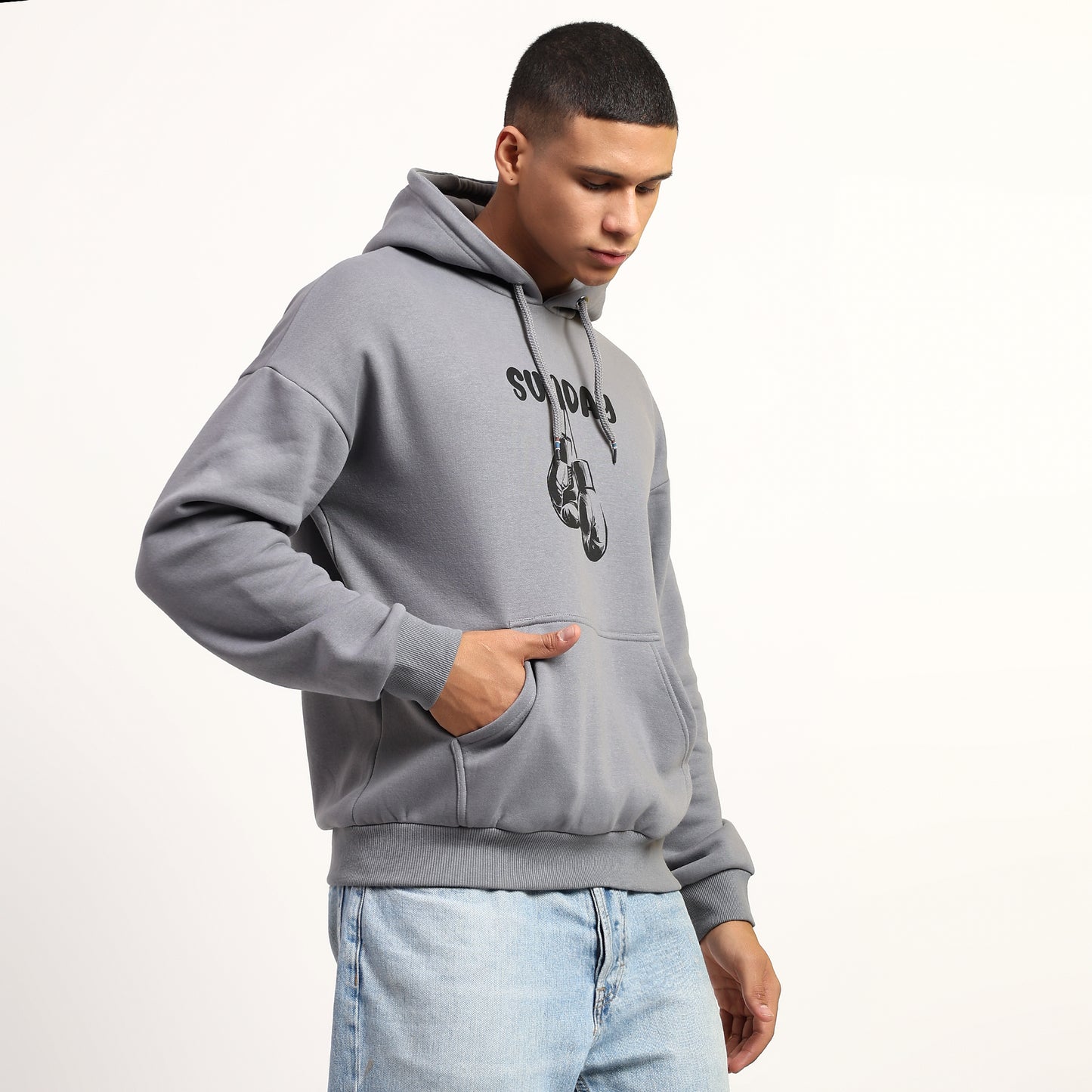 SUNDAY | Oversized Regular Hoodie – Premium Cotton | GREY