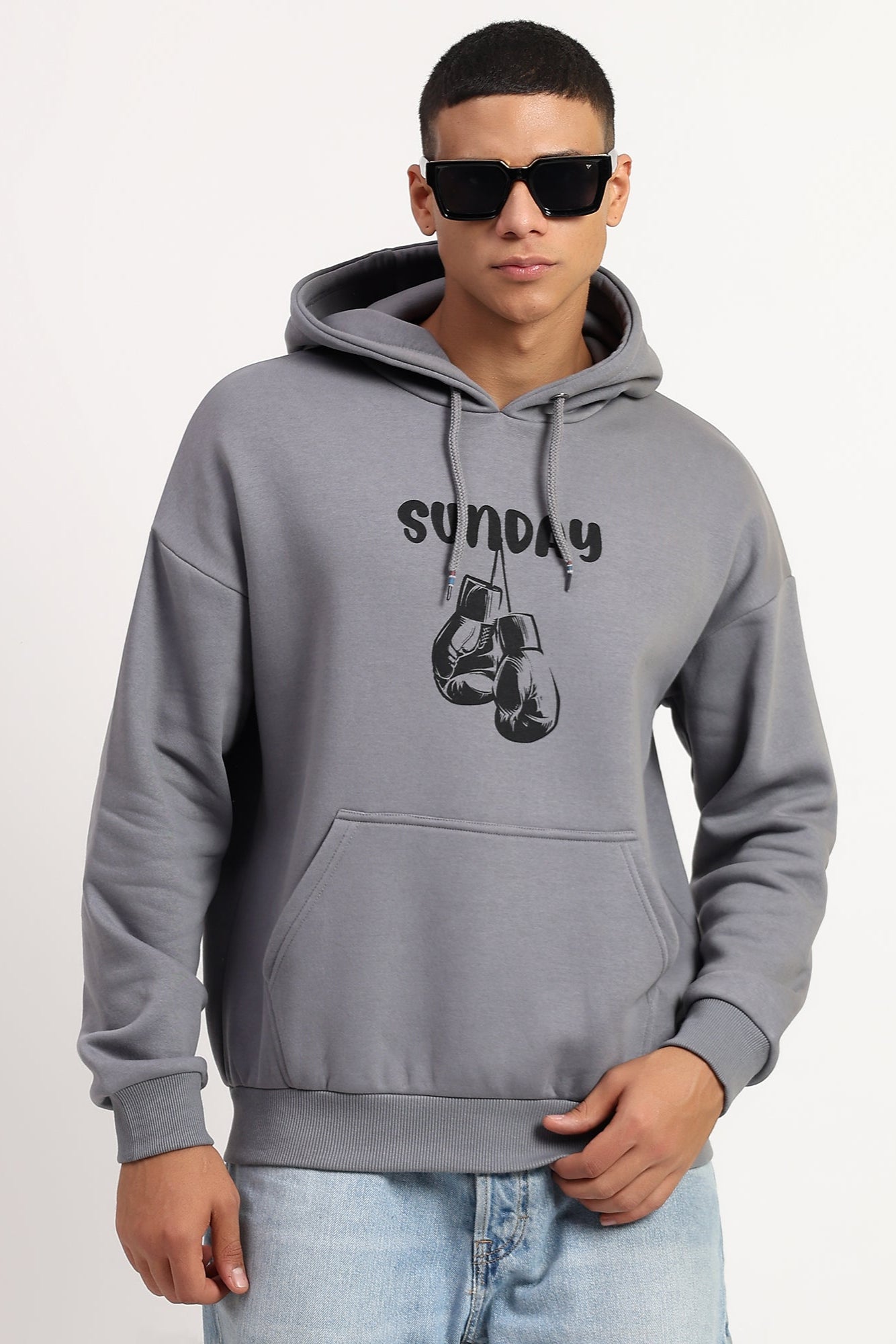 SUNDAY | Oversized Regular Hoodie – Premium Cotton | GREY