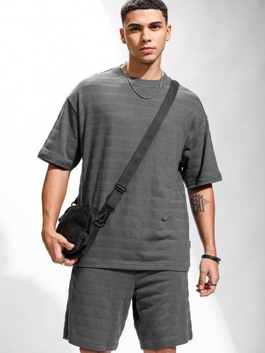 Round Neck Short Sleeves Pure Cotton T-Shirt With Shorts