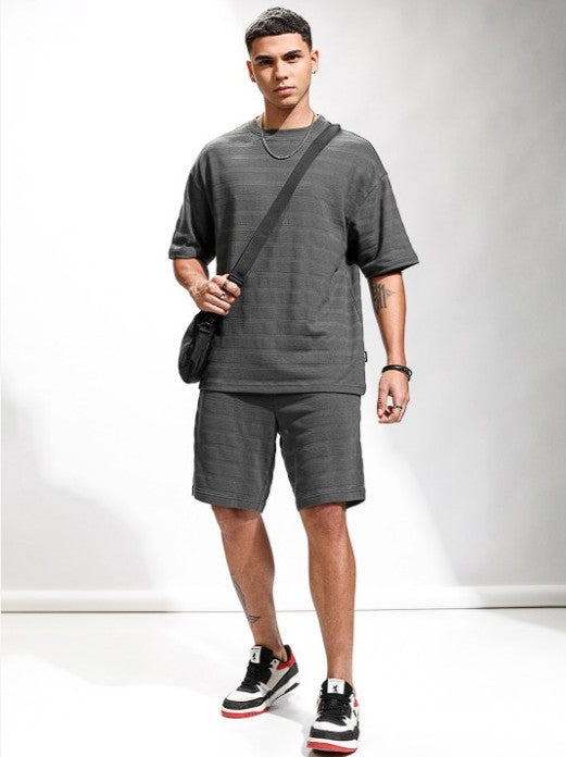 Round Neck Short Sleeves Pure Cotton T-Shirt With Shorts