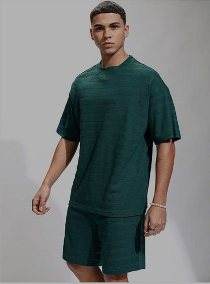 Round Neck Short Sleeves Pure Cotton T-Shirt With Shorts
