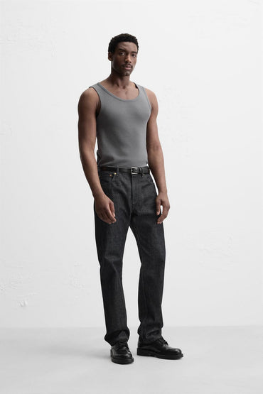 BASIC RIBBED TANK TOP | GREY