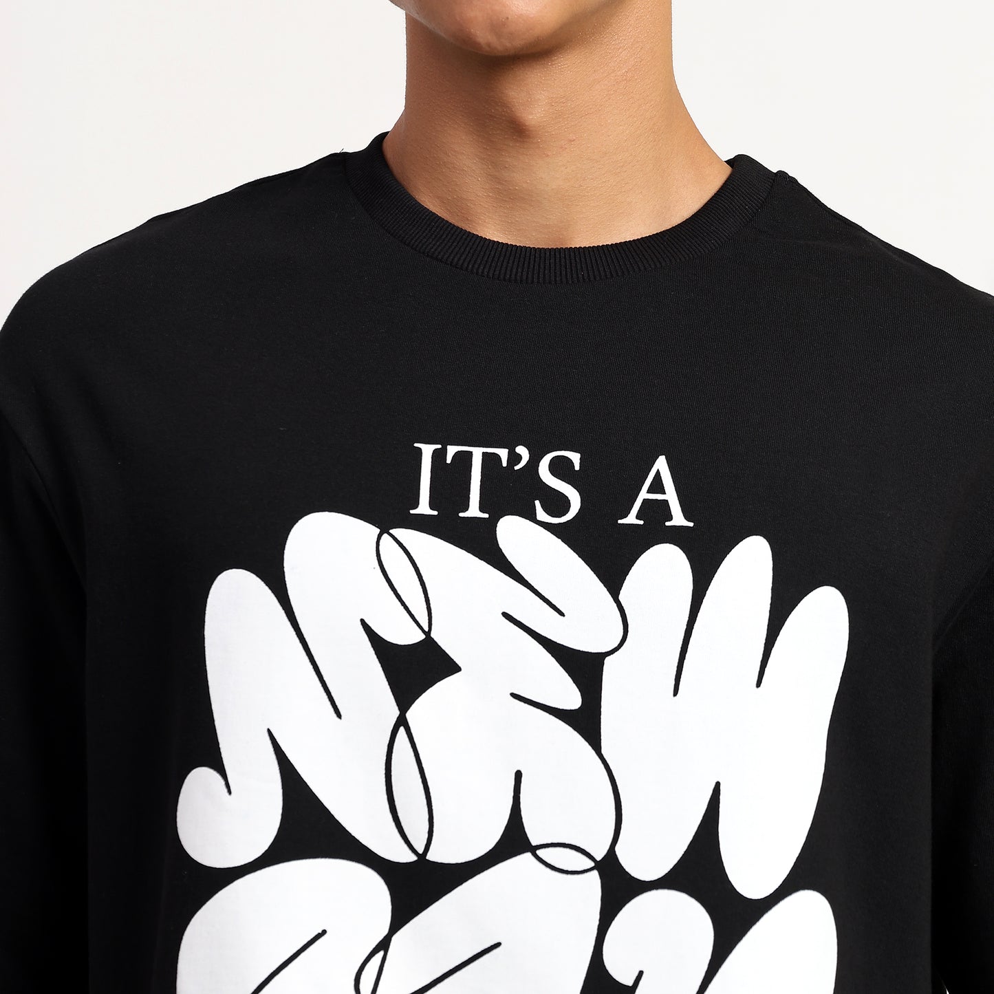 It's a New Day | Oversized Regular T-Shirt – Premium Cotton | Black