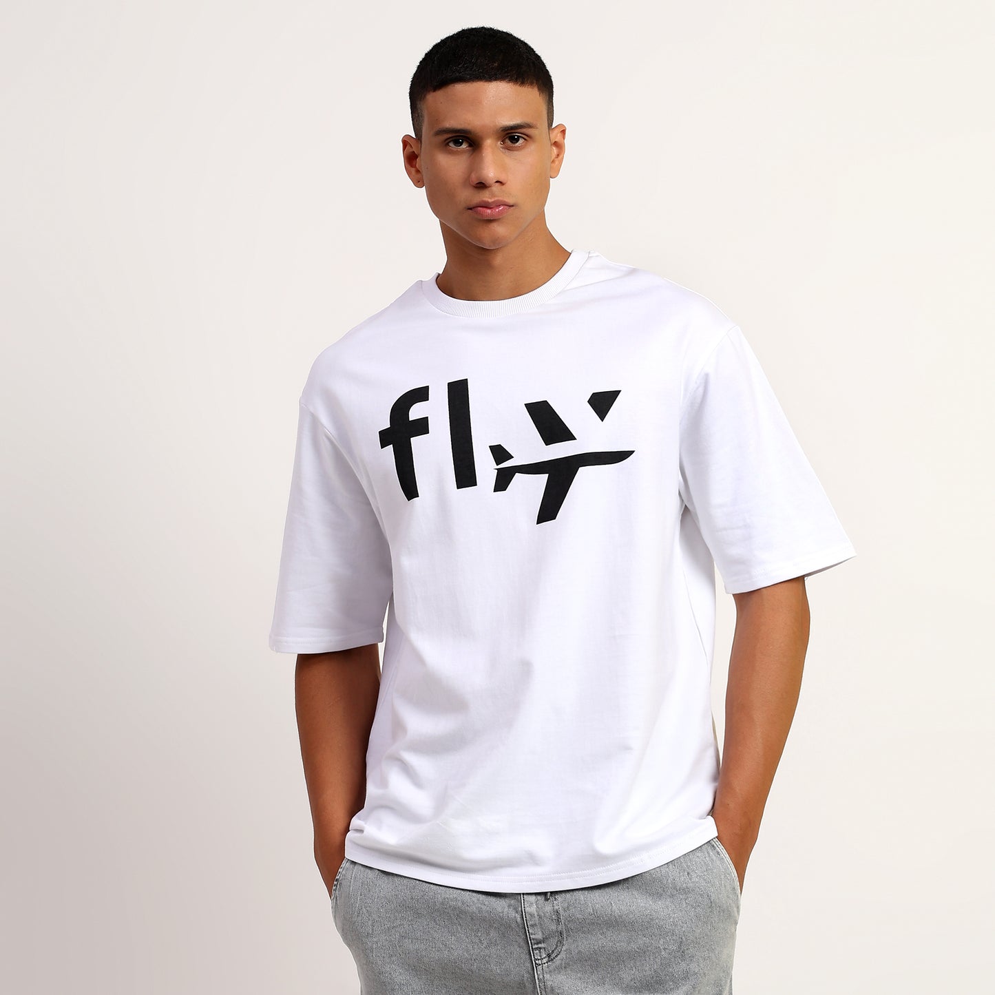 FLY | Oversized Regular T-Shirt – Premium Cotton | White
