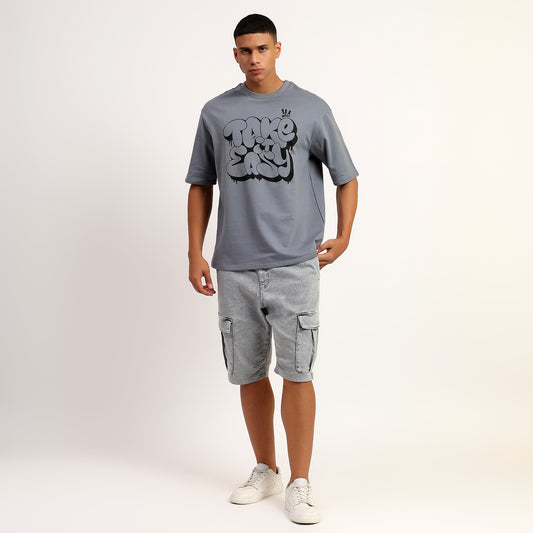 TAKE IT EASY | Oversized Regular T-Shirt – Premium Cotton | GREY