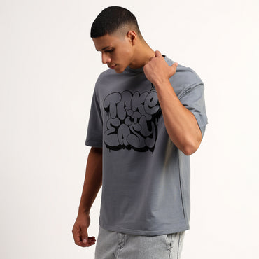 TAKE IT EASY | Oversized Regular T-Shirt – Premium Cotton | GREY