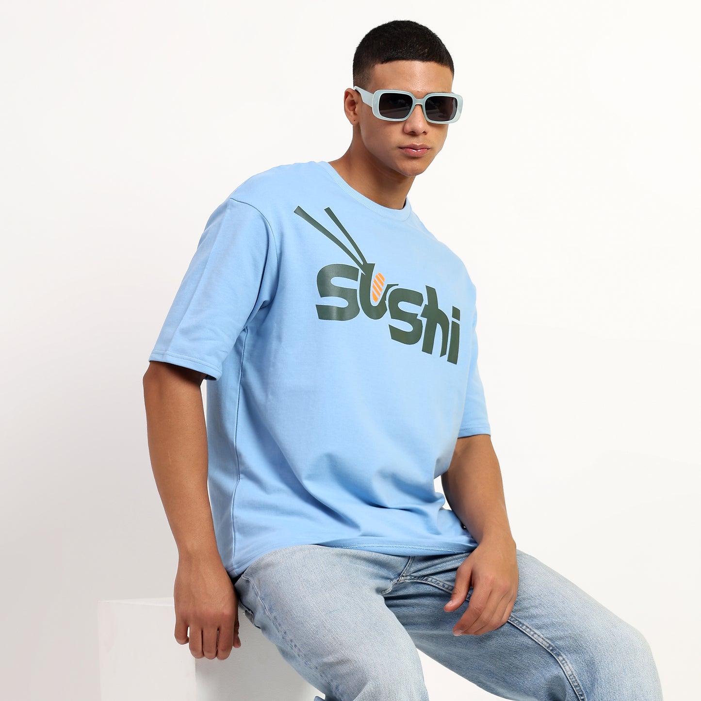 Sushi | Oversized Regular T-Shirt – Premium Cotton | Blue