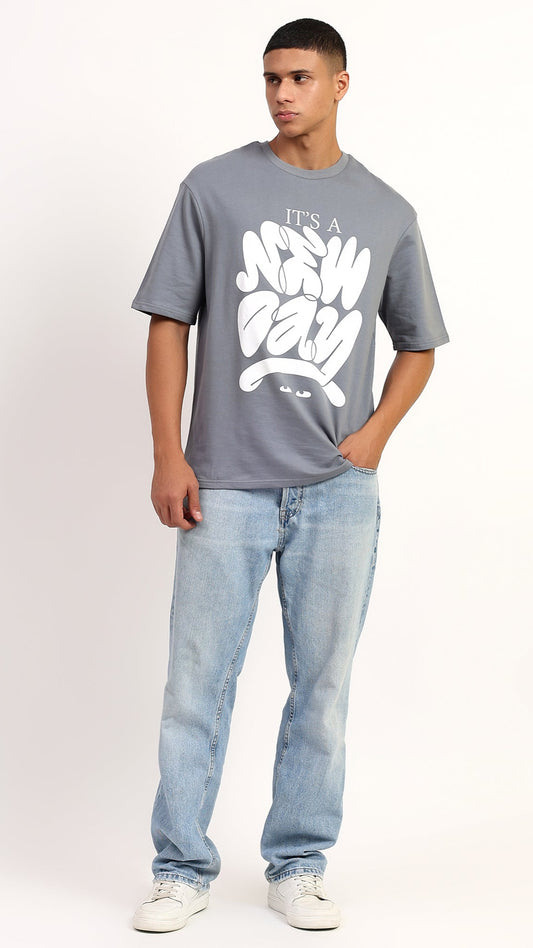 NEW DAY | Oversized Regular T-Shirt – Premium Cotton | GREY