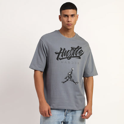 HUSTLE | Oversized Regular T-Shirt – Premium Cotton | GREY