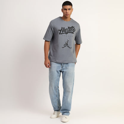 HUSTLE | Oversized Regular T-Shirt – Premium Cotton | GREY