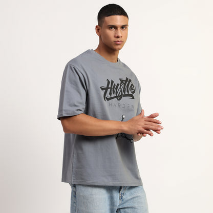 HUSTLE | Oversized Regular T-Shirt – Premium Cotton | GREY