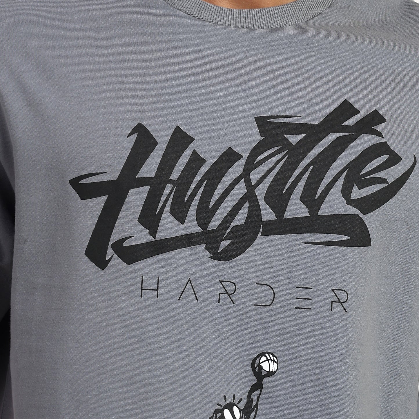 HUSTLE | Oversized Regular T-Shirt – Premium Cotton | GREY