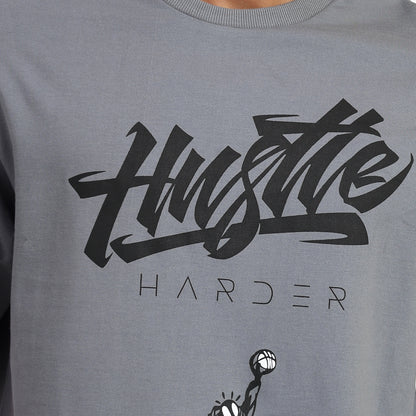 HUSTLE | Oversized Regular T-Shirt – Premium Cotton | GREY