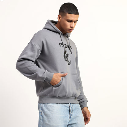 SUNDAY | Oversized Regular Hoodie – Premium Cotton | GREY